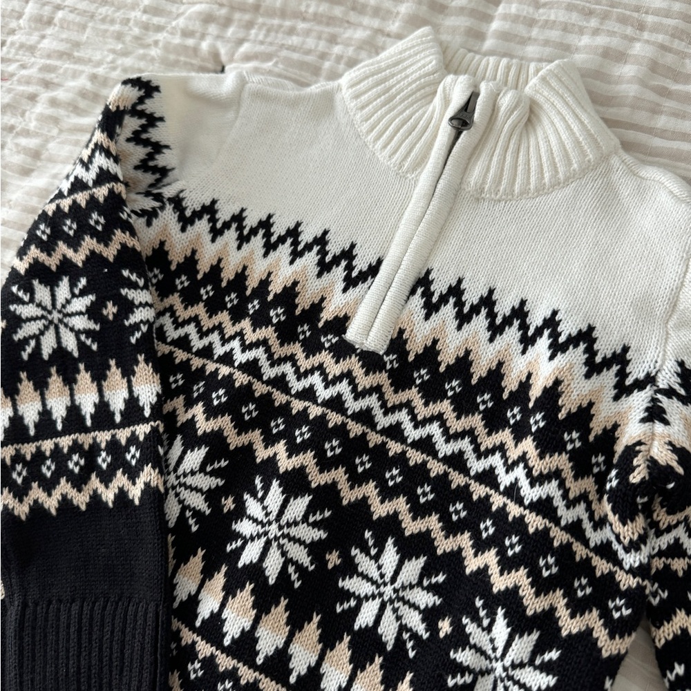 NWT The Children's Place Black and White Snowflake Sweater